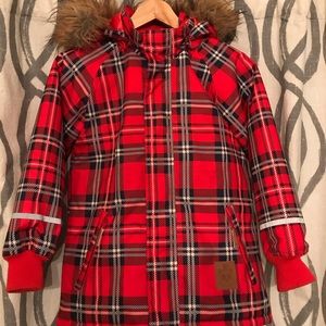 MINI RODINI K2 Red Plaid Parka 128/134 7-9 yrs